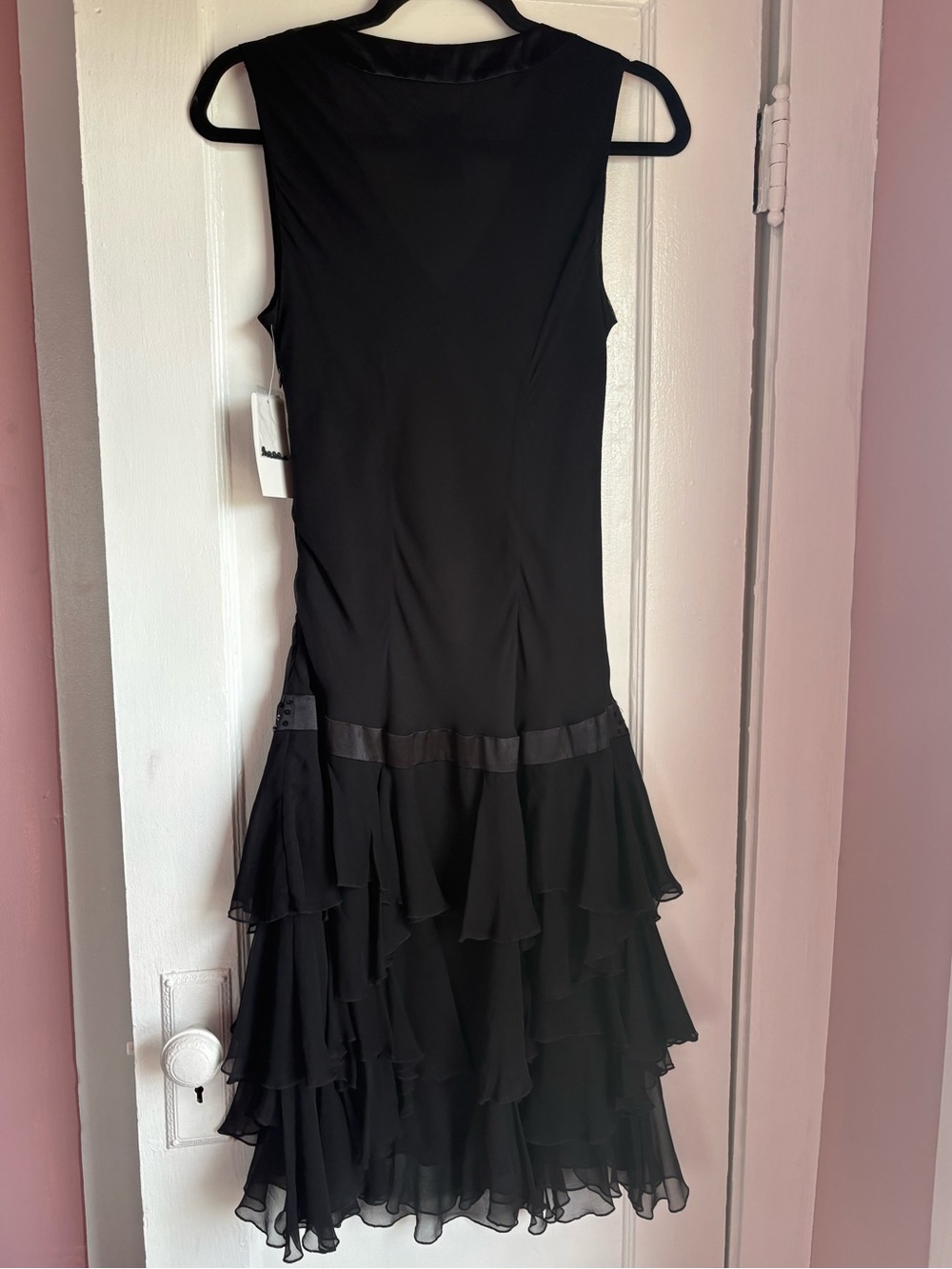 NWT Nicole by Nicole Miller 100% Silk Sequin Ruffle Dress Black Sz 10 - Picture 8 of 8